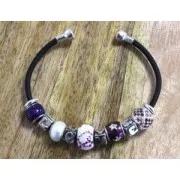 Ciondolo Perla foro grande resina epossidica Argento 925 - Africa - Marrone - Bianco x1