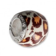 Ciondolo Perla foro grande resina epossidica Argento 925 - Leopardo - Marrone - Bianco x1|raw }}