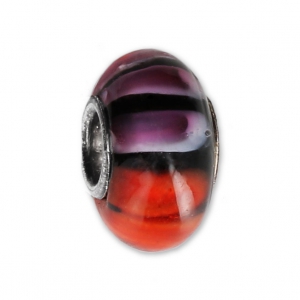 Perla di Murano e Argento 925 - Glassbeads - Arancione - Rosa - Nero x1