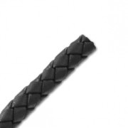 Cordone cuoio intrecciato 6 mm Nero x cm. 50|raw }}