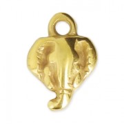 Ciondolo testa di elefante 9x12 mm Dorato con oro fino x1