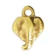 Ciondolo testa di elefante 9x12 mm Dorato con oro fino x1