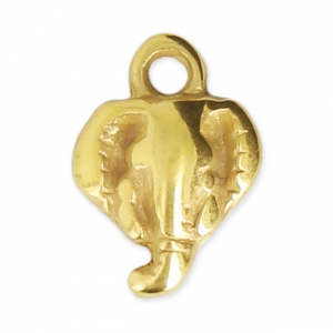 Ciondolo testa di elefante 9x12 mm Dorato con oro fino x1