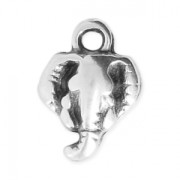 Ciondolo testa di elefante  9x12 mm Placcatura argento antico x1