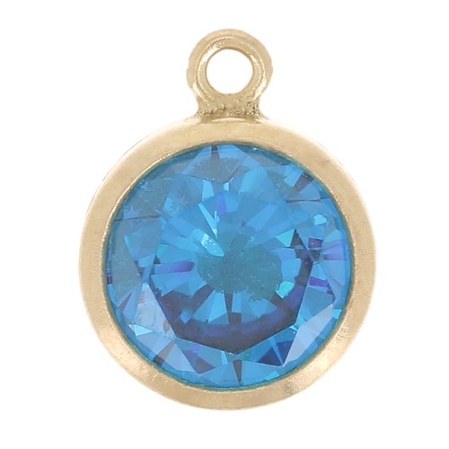 Pendente8.5x6.5 mm - Ossido di zirconio - Aqua Blue Gold filled x1