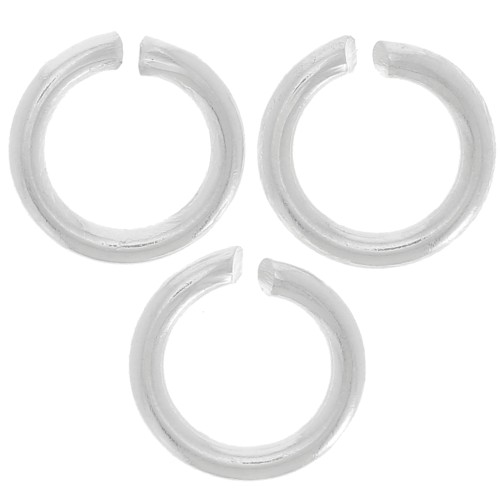 Anellini aperti 6X1 mm - Fabbricazione europea - Placcatura argento fino x50