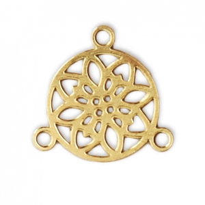 Mini distanziatore rosone 2 anellini 9.5 mm dorato con oro fino x1