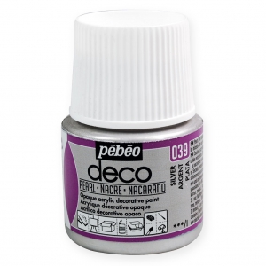 Pittura acrilica- Deco Nacré di Pébéo - Argento n°039 x 45ml
