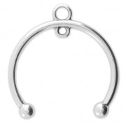 Distanziatore mezza luna 2 anellini per ciondolo o pendente 29X27 mm Placcatura argento antico x1