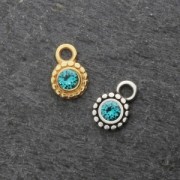 Ciondolo rotondo 8 mm per cabochon o strass 4 mm Dorato con oro fino x1