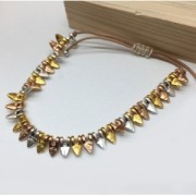 Perla di metallo doppio passante dente o punta 7 mm Dorato con oro fino x1