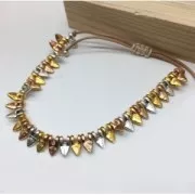 Perla di metallo doppio passante dente o punta 7 mm Dorato con oro fino x1