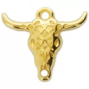 Pendente etnico testa di toro/cranio di bufalo etnico mm.21 Dorato con oro fino