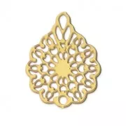 Pendente laser cut  fiore 16x12 mm dorato x1