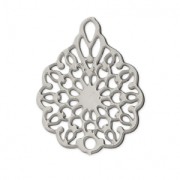 Pendente laser cut fiore 16x12 mm rodiato x1