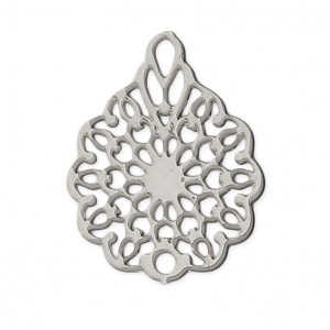 Pendente laser cut fiore 16x12 mm rodiato x1