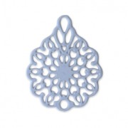 Pendente laser cut  fiore 16x12 mm Celeste x1|raw }}