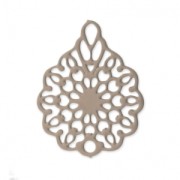 Pendente laser cut  fiore 16x12 mm Powder Almond x1|raw }}