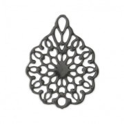 Pendente laser cut  fiore 16x12 mm Nero x1