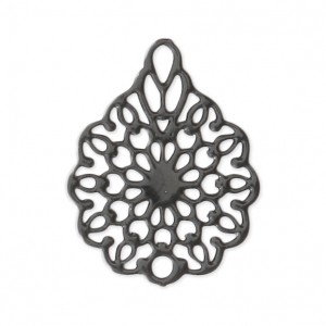 Pendente laser cut fiore 16x12 mm Nero x1