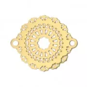 Distanziatore 2 anellini laser cut rosone 21x18 mm dorato x1