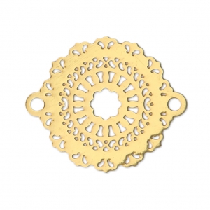 Distanziatore 2 anellini laser cut rosone 21x18 mm dorato x1