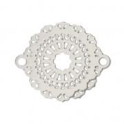 Distanziatore 2 anellini laser cut rosone 21x18 mm rodiato x1|raw }}