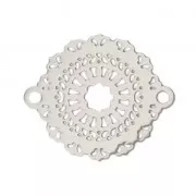 Distanziatore 2 anellini laser cut rosone 21x18 mm rodiato x1