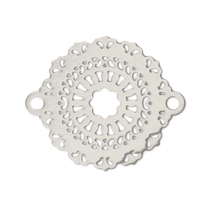 Distanziatore 2 anellini laser cut rosone 21x18 mm rodiato x1