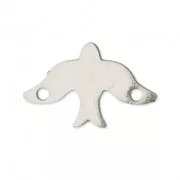 Distanziatore 2 anellini laser cut rondine 15x10 mm rodiato x1