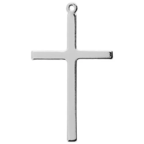 Pendente croce in ottone 40x23 mm Rodiato x1