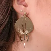 Ciondolo losanga 12x3 mm per fabbricazione di bijoux DIY dorato x4