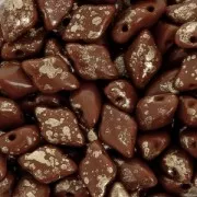 Perline in vetro Gemduo 2 fori 8x5 mm Opaque Chocolate Gold Splash x10g