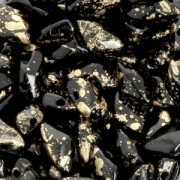 Perline in vetro Gemduo 2 fori 8x5 mm Jet Gold Splash x10g|raw }}