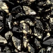 Perline in vetro Gemduo 2 fori 8x5 mm Jet Gold Splash x10g