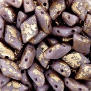 Perline in vetro Gemduo 2 fori 8x5 mm Opaque Lilas Gold Splash x10g|raw }}