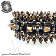 Perline in vetro Gemduo 2 fori 8x5 mm Red Coral Gold Splash x10g