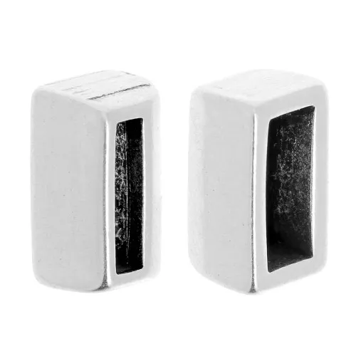 Passante per cordoni 10x2 mm placcatura argento fino anticato x1