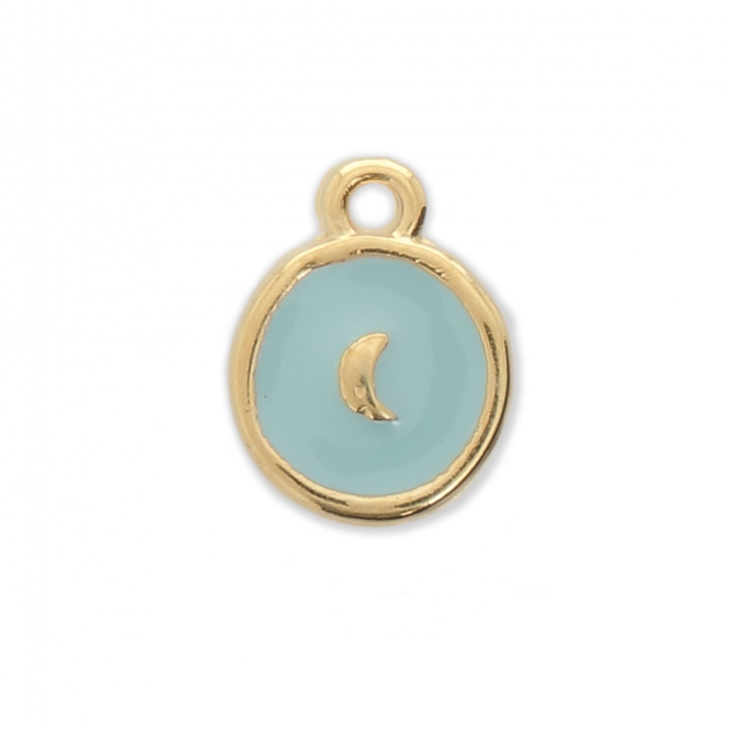 Collana Con Ciondolo Cuore In Resina Epossidica Blu E Oro - Acciaio Inox 304
