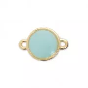 Distanziatore rotondo in metallo e resina epossidica 2 anellini 17x12 mm Dorato con oro fino/blu x1