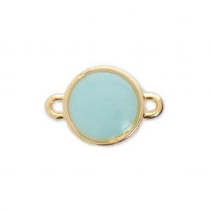 Distanziatore rotondo in metallo e resina epossidica 2 anellini 17x12 mm Dorato con oro fino/blu x1