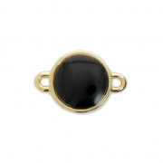 Distanziatore rotondo in metallo e resina epossidica 2 anellini 17x12 mm Dorato con oro fino con oro fino/Nero x1|raw }}