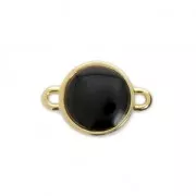 Distanziatore rotondo in metallo e resina epossidica 2 anellini 17x12 mm Dorato con oro fino con oro fino/Nero x1