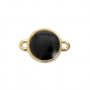 Distanziatore rotondo in metallo e resina epossidica 2 anellini 17x12 mm Dorato con oro fino con oro fino/Nero x1