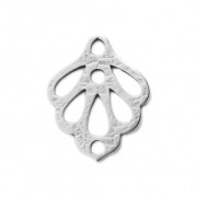 Foglia traforata superficie martellata15x12 mm placcatura argento fino anticato x1