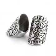 Anello regolabile per donna regolabile in stagno/ Croce 35 mm placcatura argento fino anticato x1