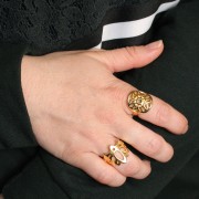 Anello regolabile per donna fiore di loto 19 mm Dorato con oro finox1