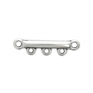 Distanziatore ricurvo 3 anellini da personalizzare 26x6 mm Placcatura argento antico x4