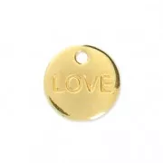 Medaglietta/ciondolo tondo LOVE 9 mm - Dorato con oro fino x1