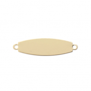 Placca ovale sottile 2 anellini 22x6 mm Gold filled x1
